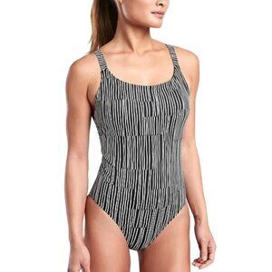 Athleta Hermosa‎ One Piece Swimsuit Black White Striped Women's XS